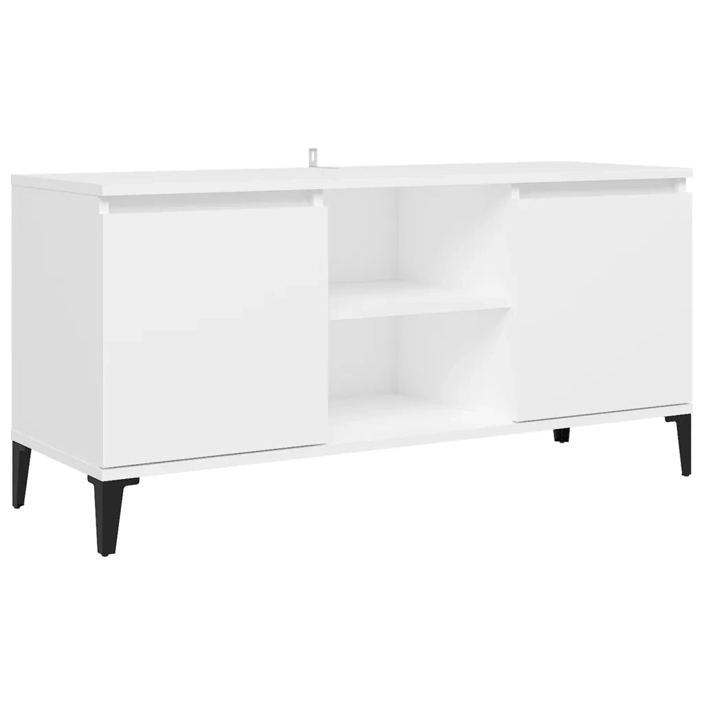 Mobile TV con Gambe in Metallo Bianco 103,5x30x50 cm 805968