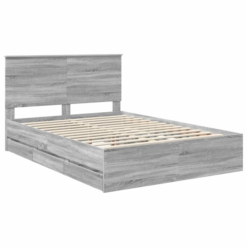 Struttura del letto con cassetto Grigio Sonoma 140 x 200 cm