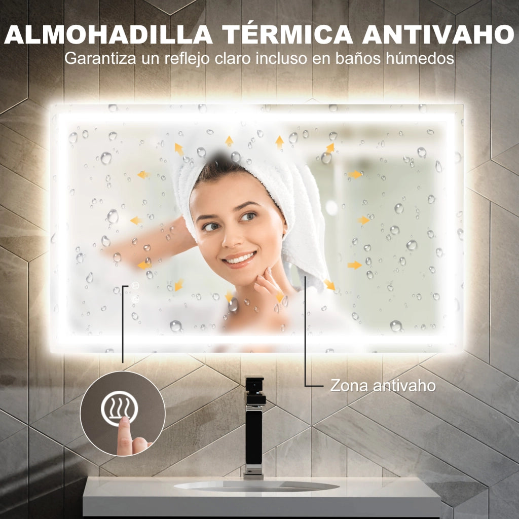 Specchio da Bagno LED Antivaho ¨C Zephmum ¨C 100x60 cm Bianco