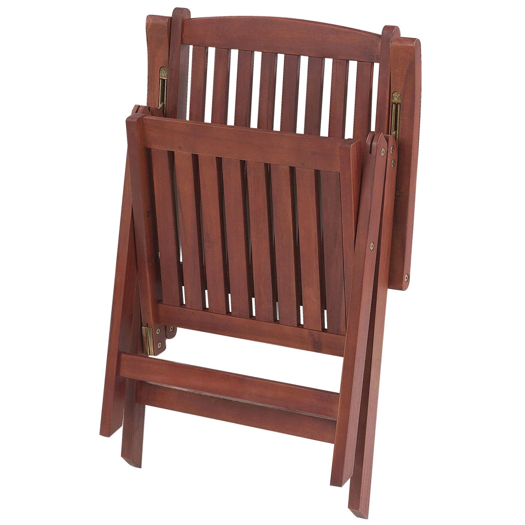 Set di 6 sedie da giardino in legno di acacia cuscino rosso regolabile pieghevole per esterni in stile rustico country