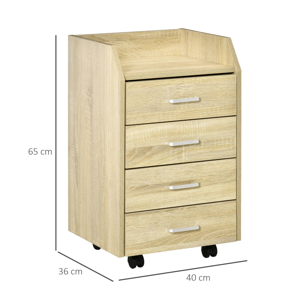 Cassettiera per Ufficio ¨C Zephmum ¨C 4 Cassetti, Legno Naturale, 40x36x65 cm