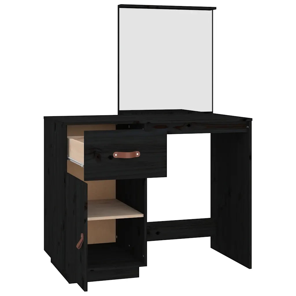 Toeletta Nera 95x50x134 cm in Legno Massello di Pino 820091