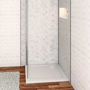 Piatto Doccia 76x76cm Bianco Spessore di 3 cm in Pietra Artificiale e Resina Minerale Mista Piletta Extra Piatta Sottile e Tubo inclusi