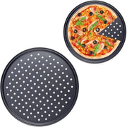 Piatto per Pizza in Acciaio di Carbonio - Antifiammante - Perforato - Leggero - 24,5cm - Conserva la Forma Perfetta