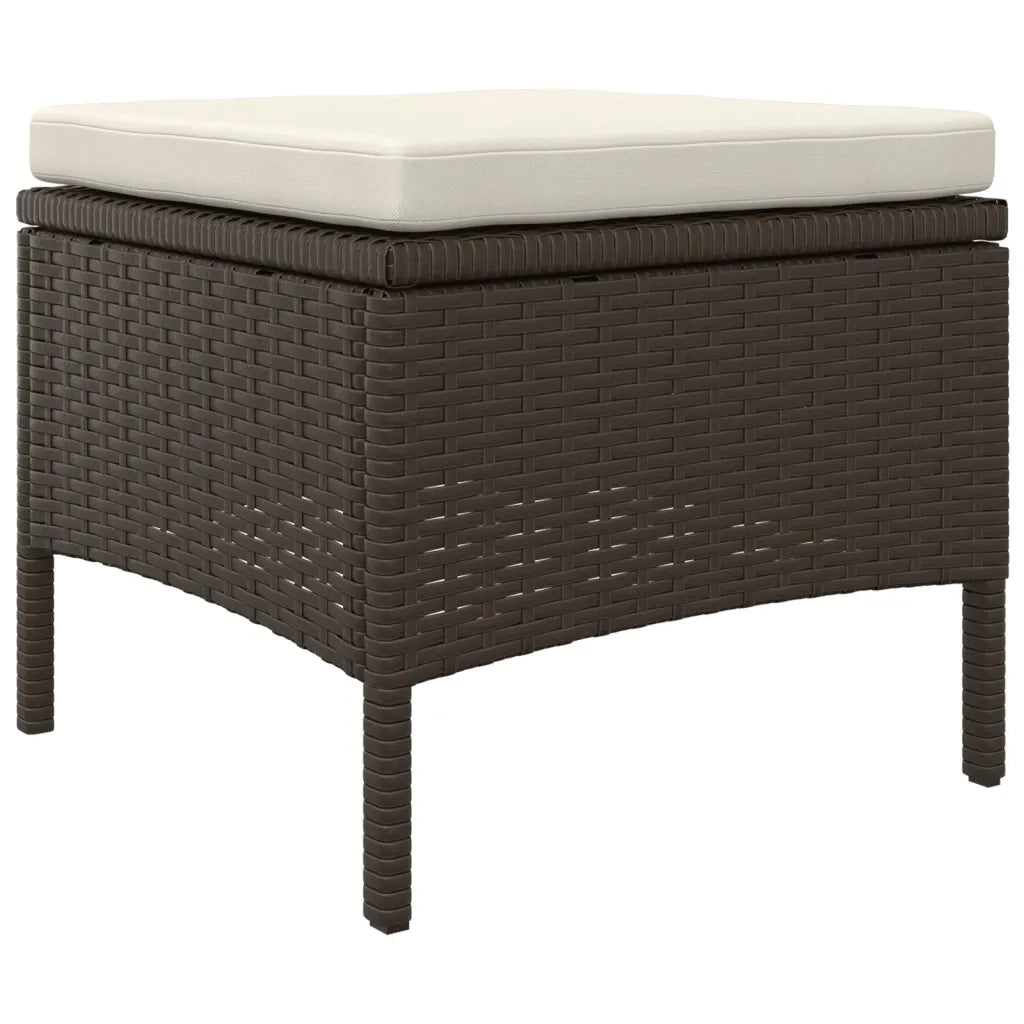 Divano da Giardino a 2 Posti Tavolino e Pouf Polyrattan Marrone