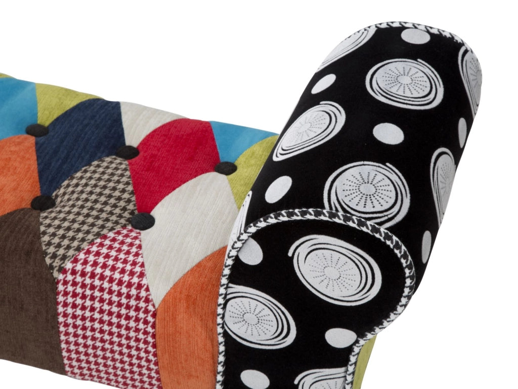Panca con seduta in tessuto colorato, gambe legno nero 102x31x54cm Imperial New