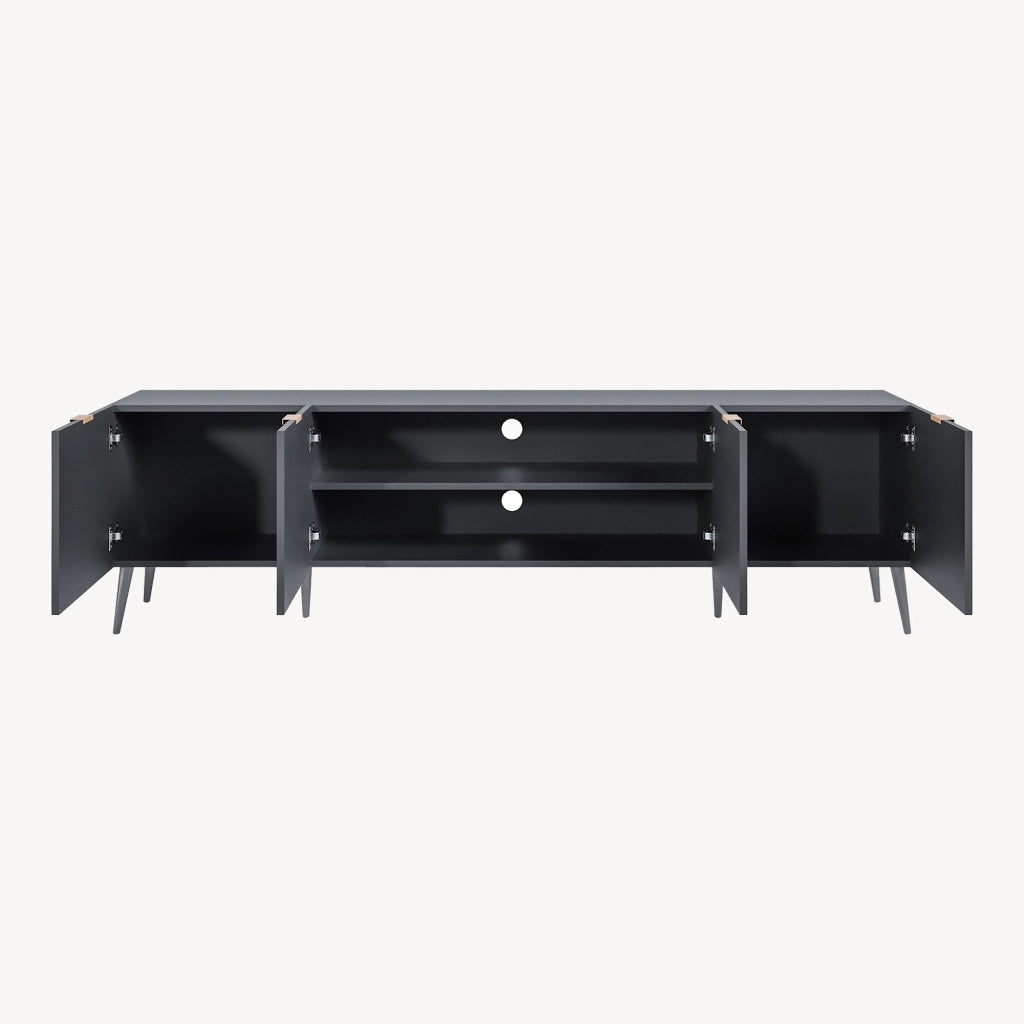 Mobile Porta TV Nand con Ante Decorative 180 x 35 x 51 cm - Nero [en.casa]