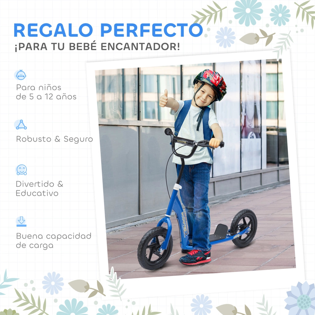Monopattino per Bambini 5-12 Anni ¨C Xylo ¨C Ruote 12 Pollici Freno Manubrio Regolabile Blu