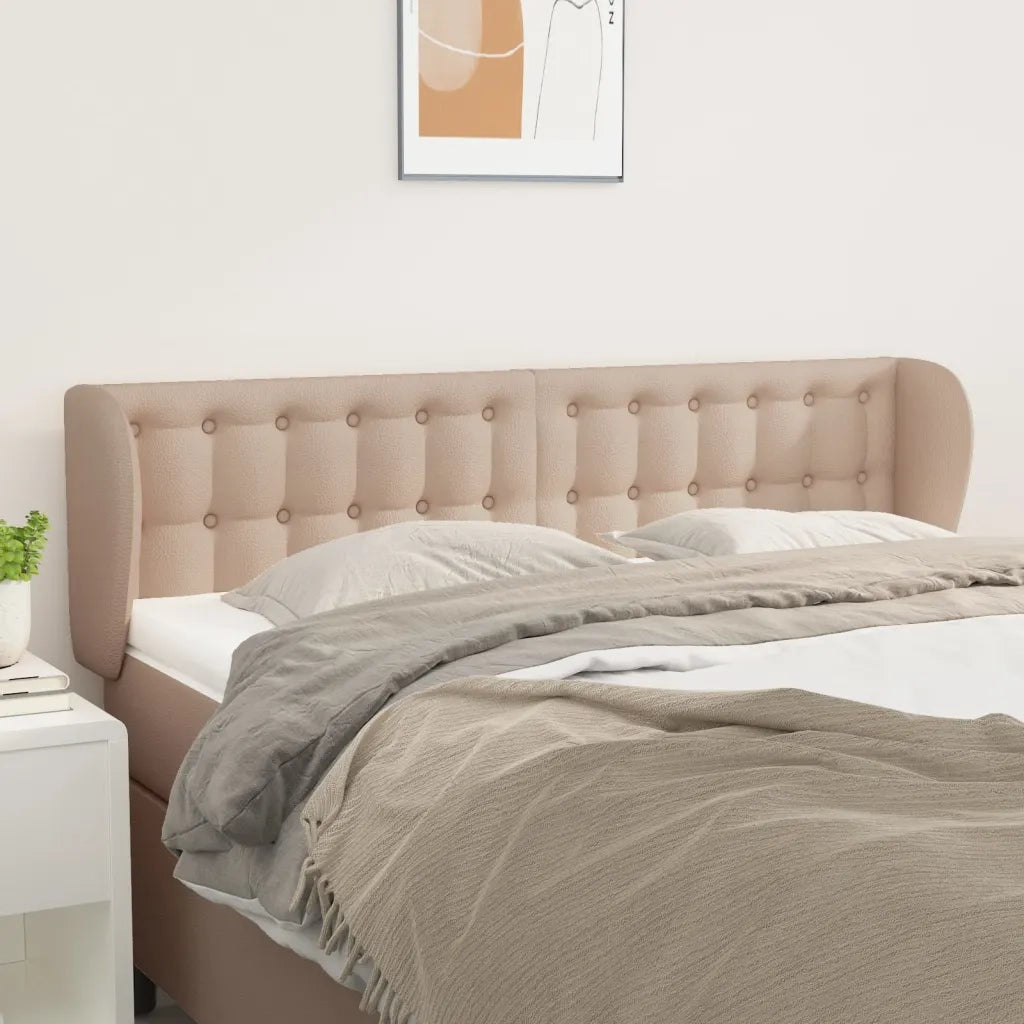 Testiera ad Orecchio-Testata con Orecchie Cappuccino 147x23x78/88 cm in Similpelle