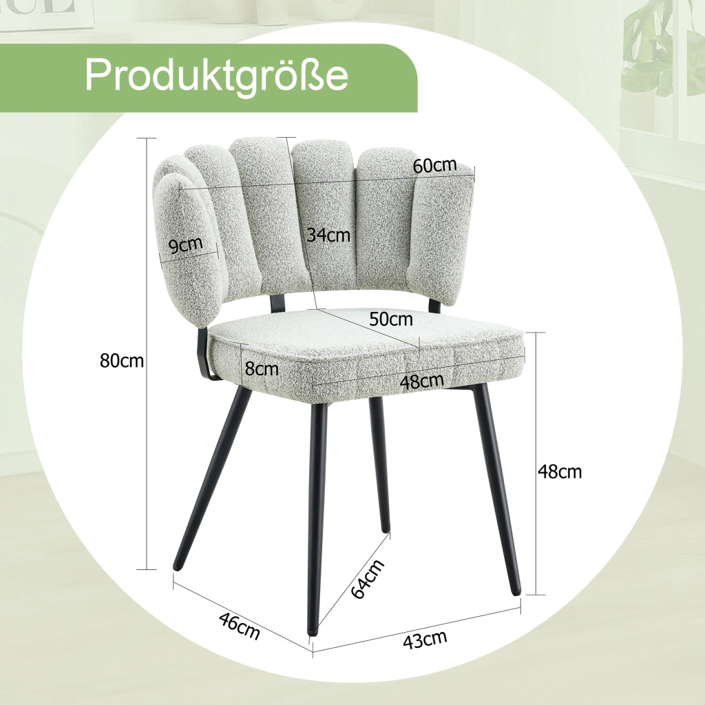 Set 2 Sedie da Pranzo con Schienale Floreale ¨C Xylo ¨C Velluto Grigio Chiaro, Gambe in Metallo Nero