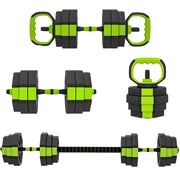 Set di manubri regolabili 25 kg ¨C Minimal ¨C 6 in 1 kettlebell barra manubri
