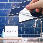 Tegoli Adesivi a Colla per Parete 28,5 x 14 cm - 24 Pezzi Tegoli Adesivi Blu Marmo per Cucina e Bagno