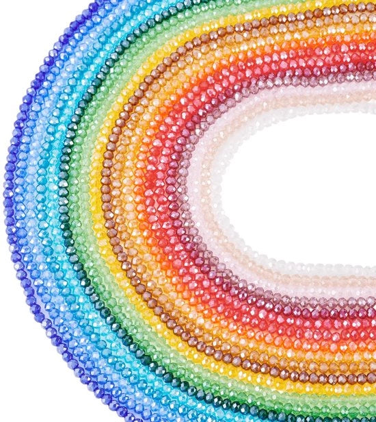Collezione di cristalli di vetro 3000 pezzi - cristalli di vetro lucidati - rondelle/briolette - creazione di gioielli - 20 colori - vetro di alta qualità - cristalli di vetro