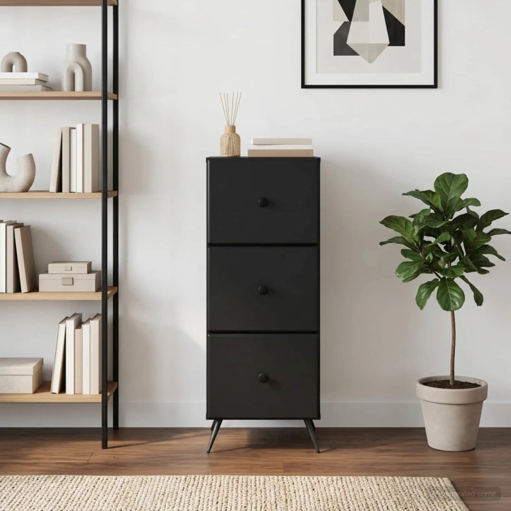 Mobile con Cassetti Nero 33 x 34,5 x 90 cm Legno ingegnerizzato 895536