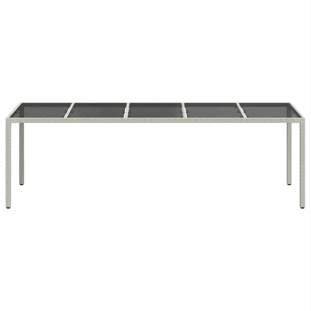 Tavolo Giardino Bianco 250x100x75 cm Polyrattan Vetro Temperato 362556