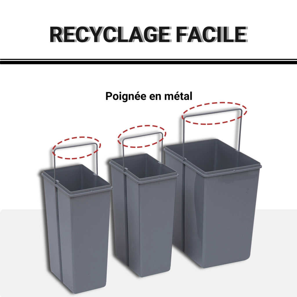 Pattumiera Estraibile 40L ¨C Xylo ¨C 3 Cestelli Removibili Grigio