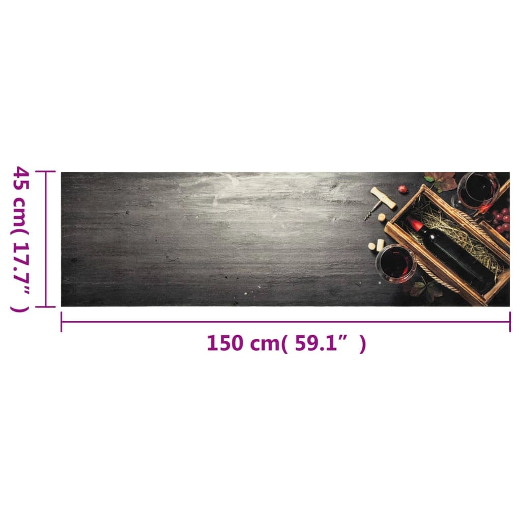 Elegante tappetino da cucina rettangolare 150 x 45 cm lavabile in lavatrice antiscivolo velluto blu 02_0056441