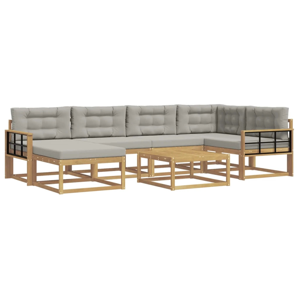 Set di divani da esterno 7 pcs Bianco e Grigio Chiaro 3386735