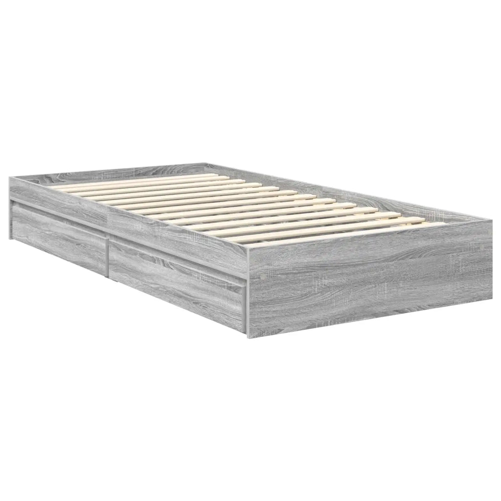Letto con Contenitore con testiera-Struttura Letto con contenitore Grigio Sonoma 100 x 200 cm 837275