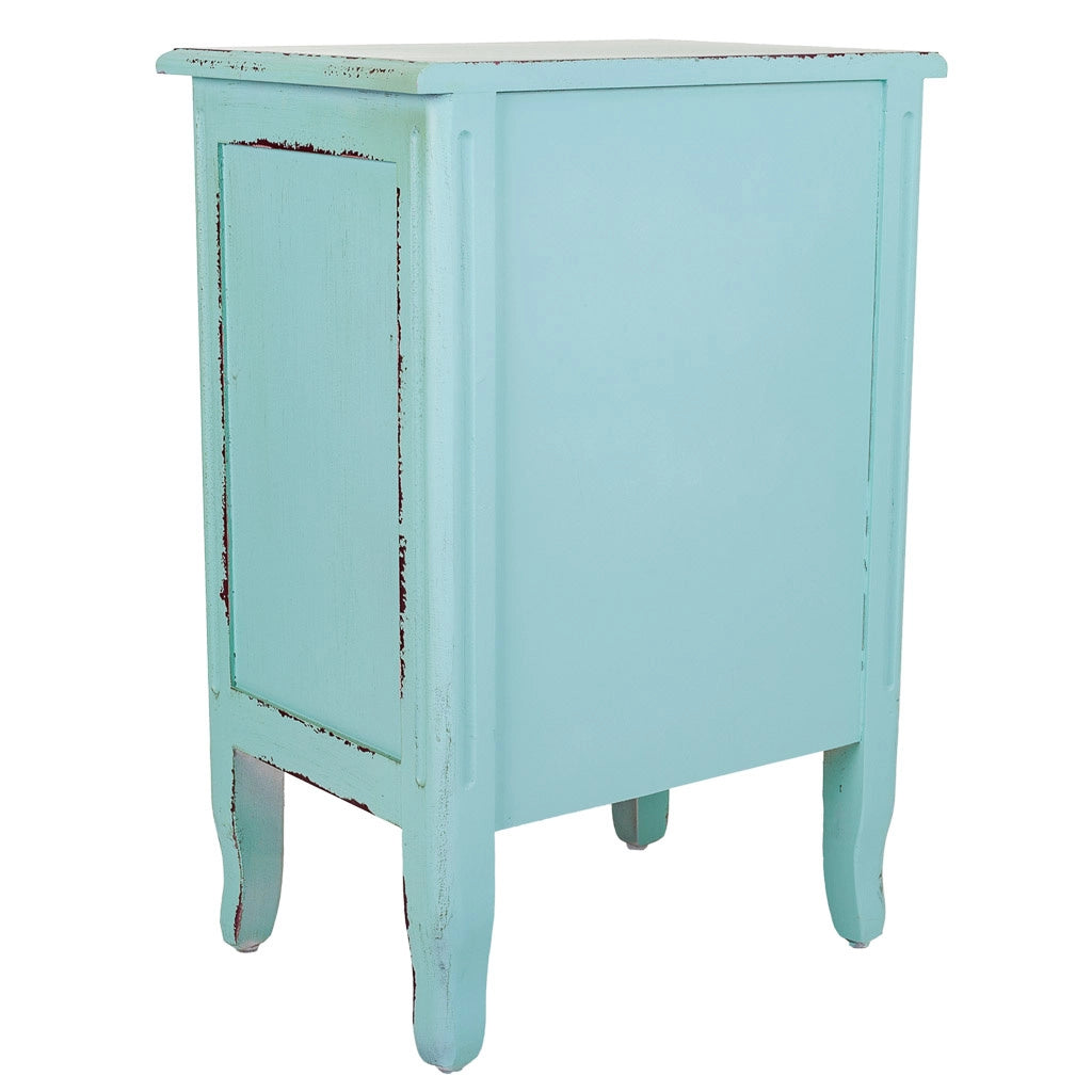 Comodino in legno blu 46x32,5x67