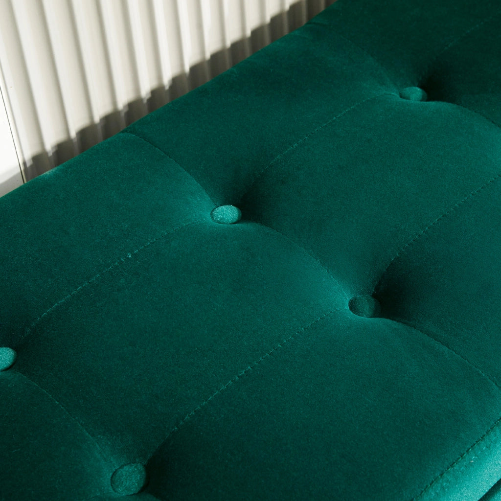Panca Contenitore, Seduta da Ingresso con Coperchio Ribaltabile e Gambe in Legno, Poliestere Verde