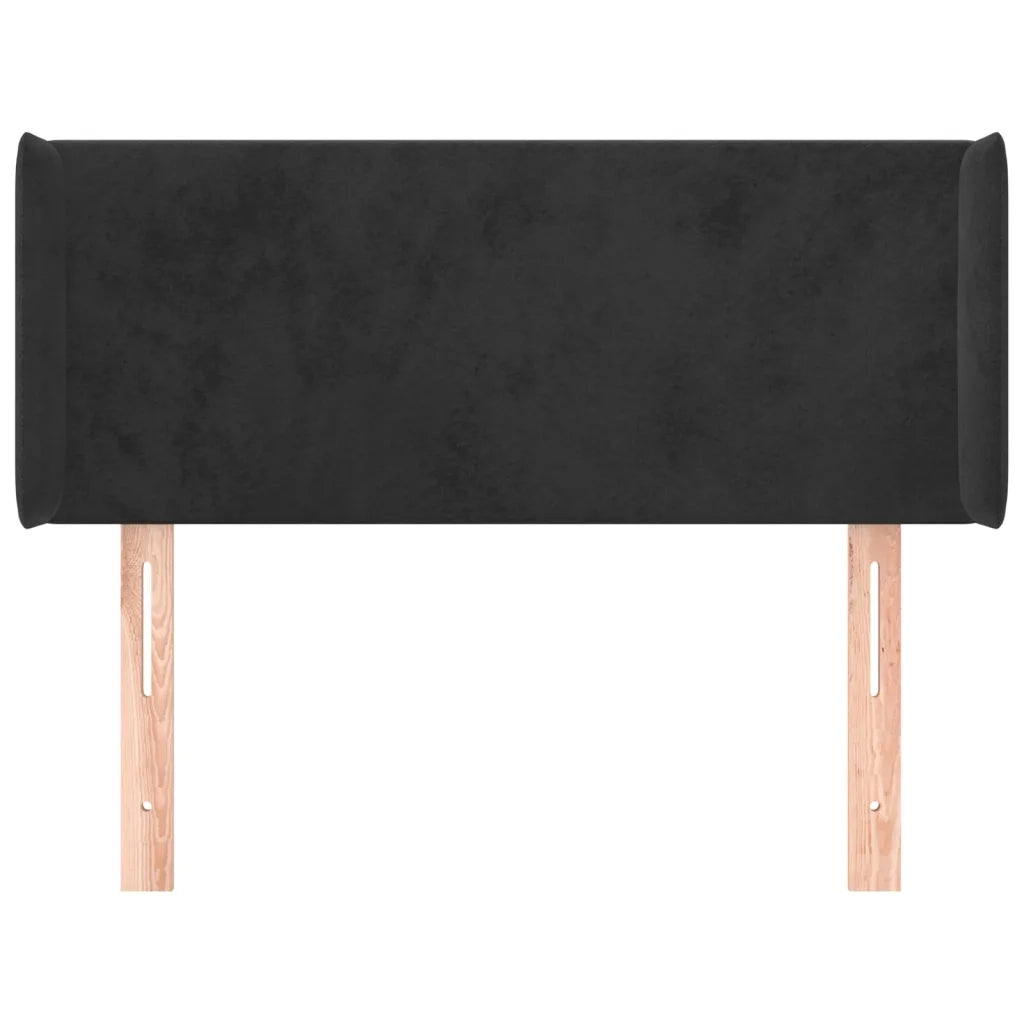 Testiera | Testata ad Orecchio Nera 103x16x78/88 cm in Velluto