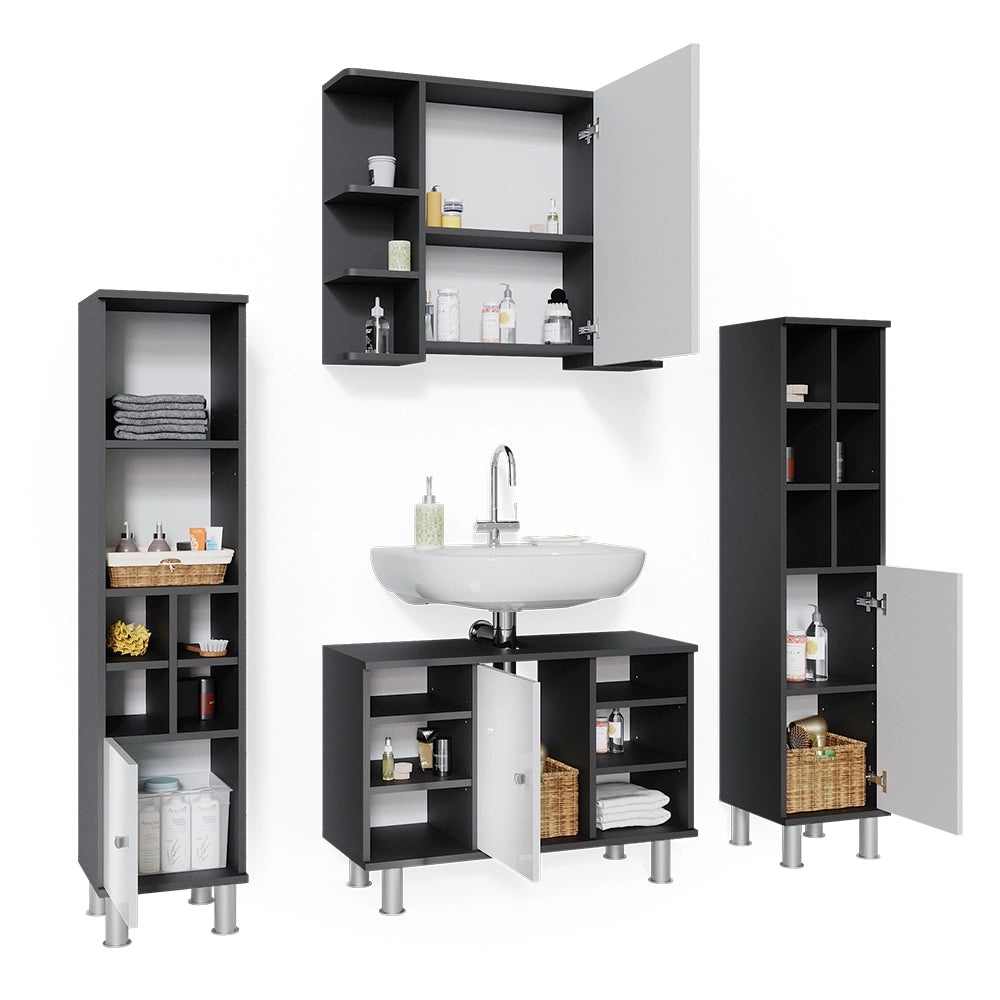 Vicco Set mobili bagno Antracite 4 parti