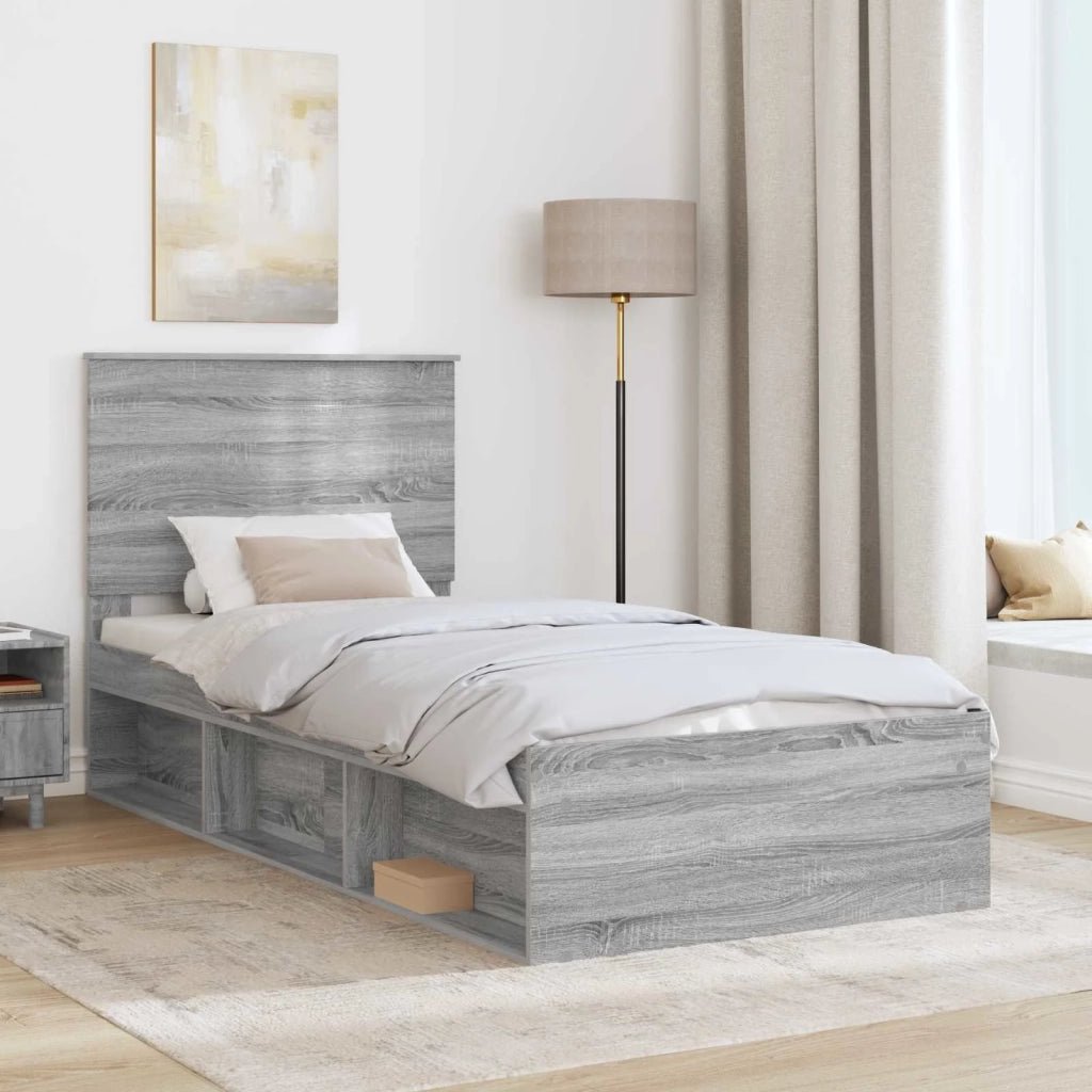Struttura del letto Grigio Sonoma 90 x 190 cm Pino massello 3409404