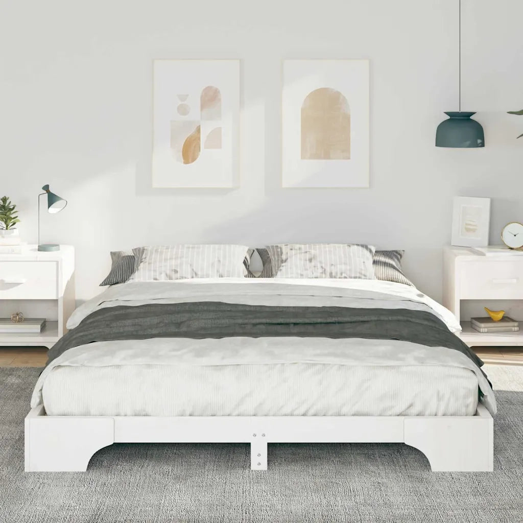 Struttura del letto-Giroletto-Rete del Letto Bianco 160 x 220 cm Pino massello 546663