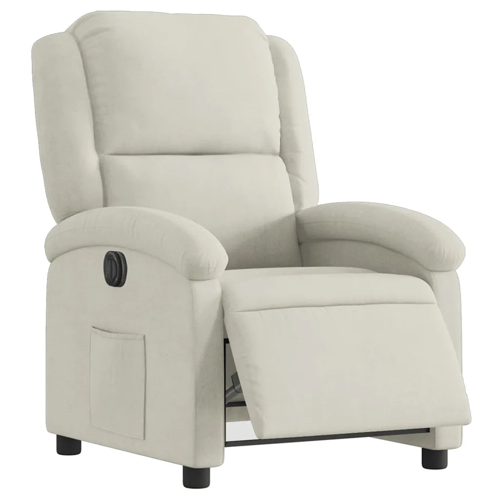 Poltrona | Sedia Relax Elettrica Reclinabile Crema in Velluto