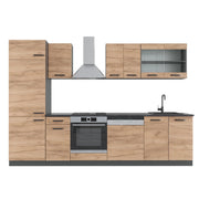Cucina componibile R-Line Rovere dorato/Antracite 300 cm senza piano di lavoro Vicco