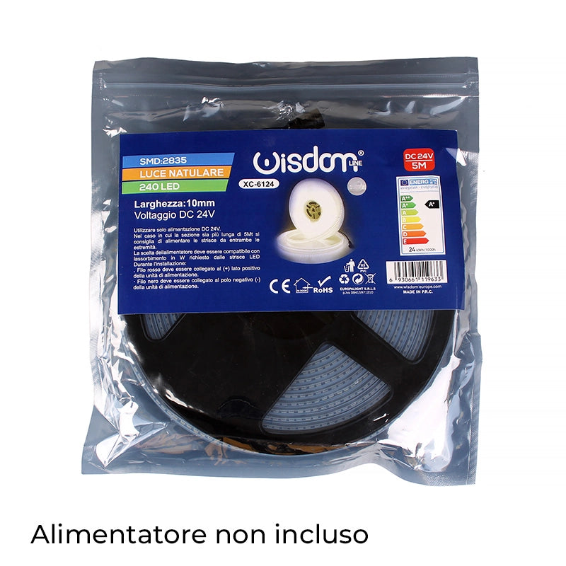 STRISCIA LED SMD 2835 DA 5 METRI LUCE NATURALE 4000K PER USO ESTERNO ALTA LUMINOSITA' - ILLUMINA IL TUO SPAZIO CON EFFICIENZA E STILE