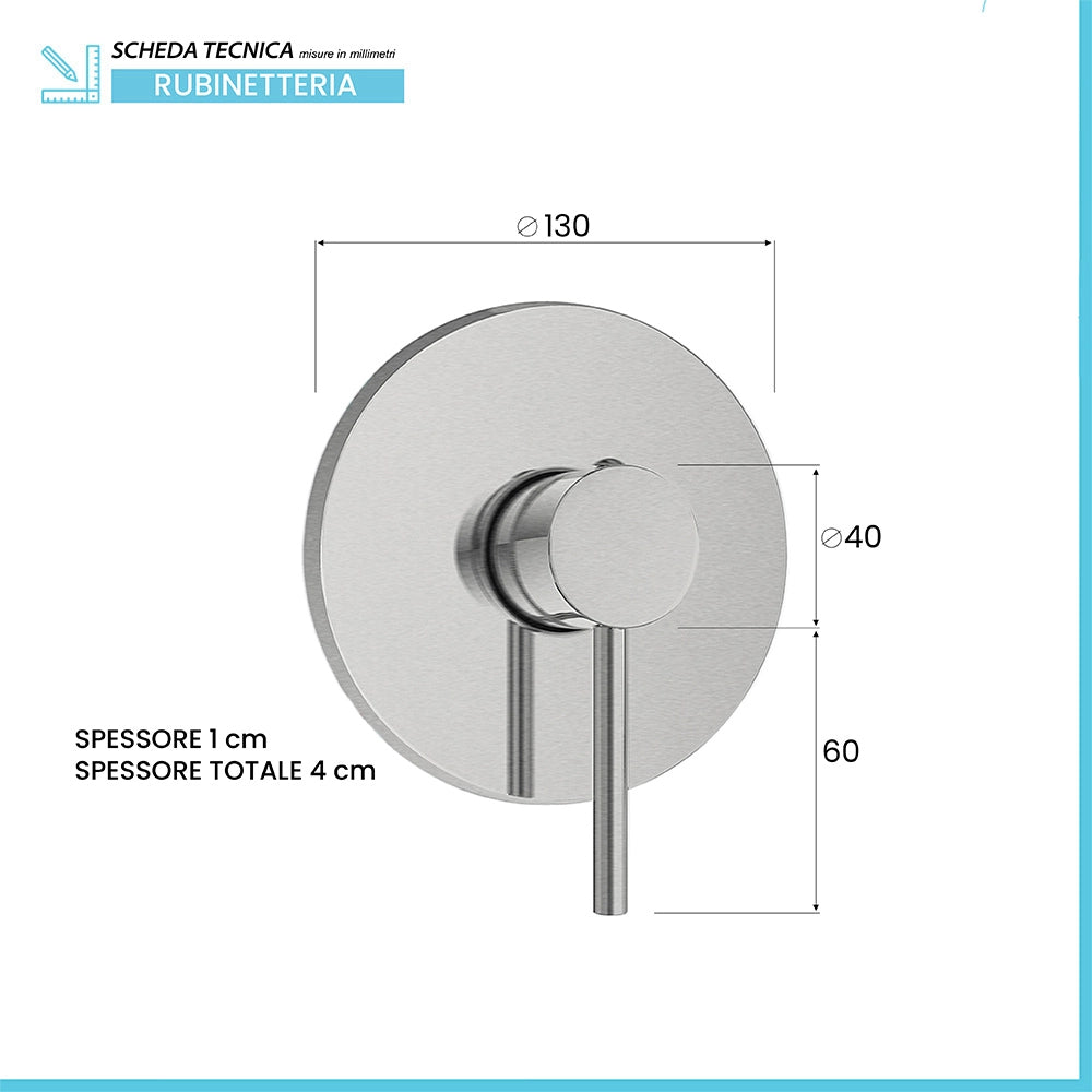 Miscelatore doccia incasso in acciaio inox color nichel spazzolato York