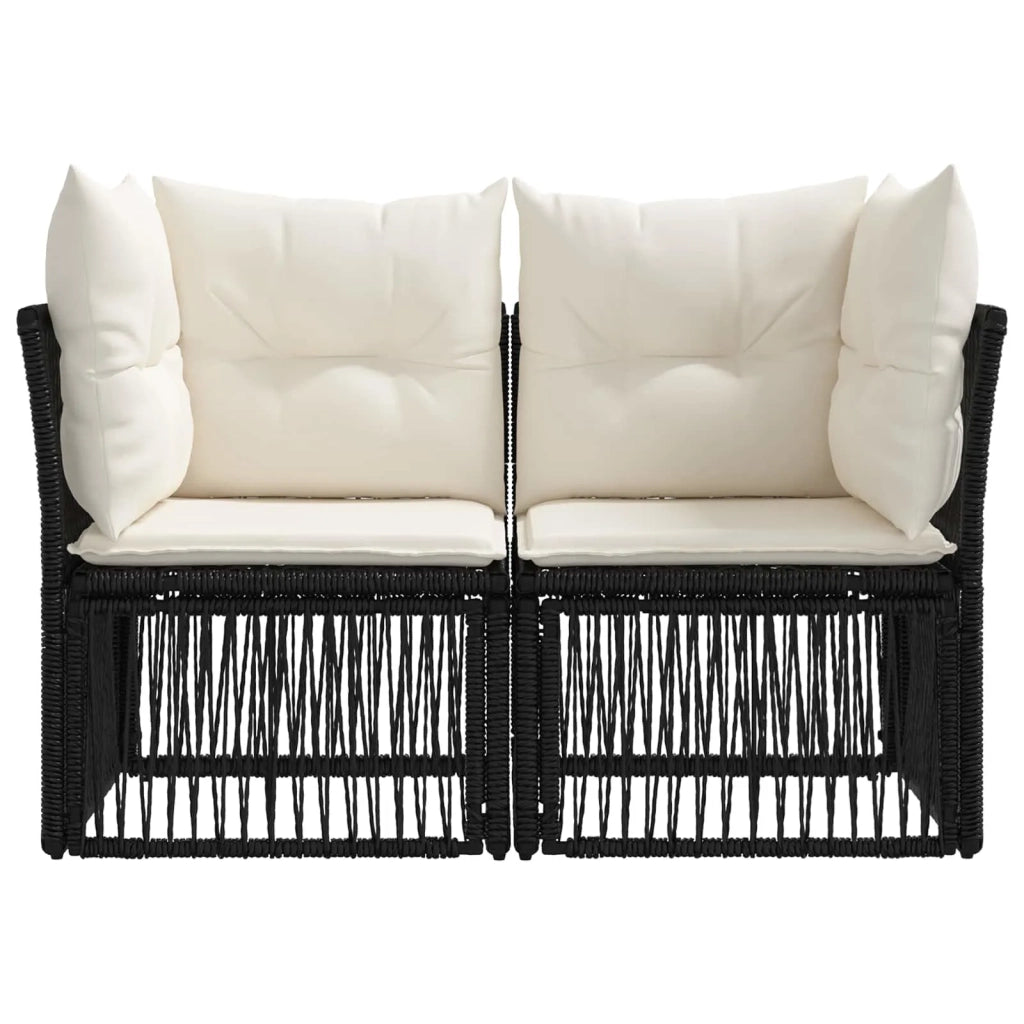 Divano da giardino 2-Numero di posti Nero polyrattan 42026695