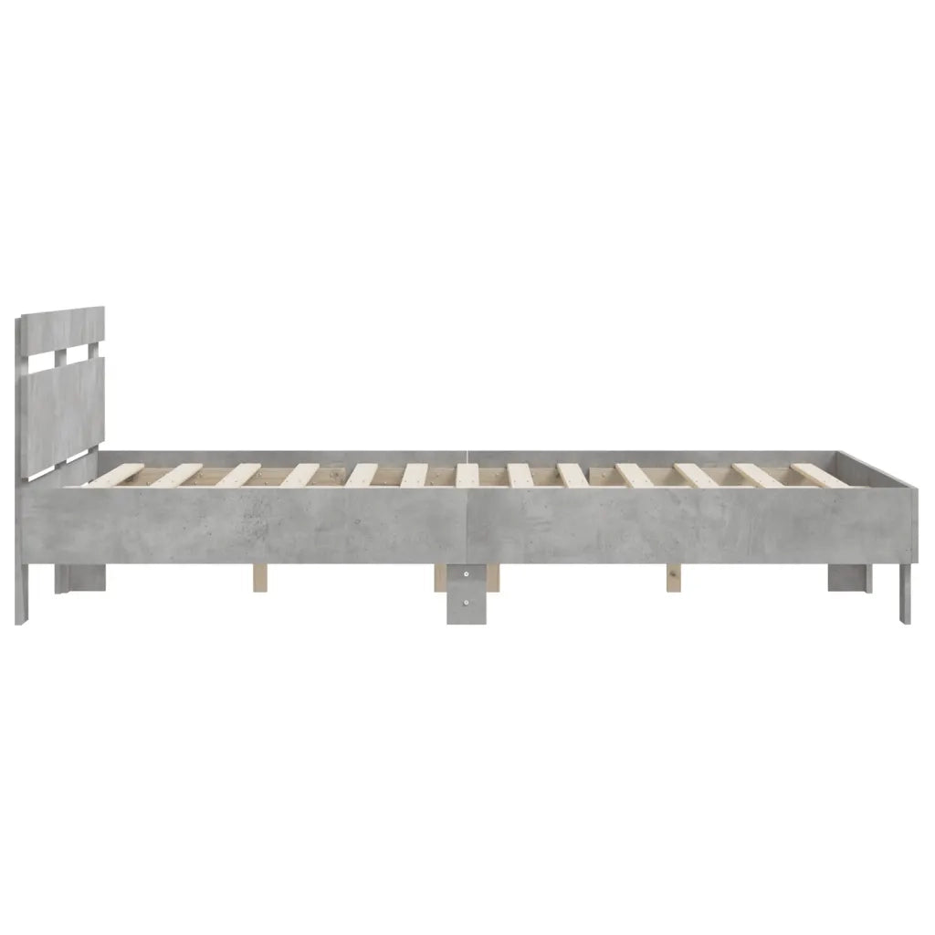Letto matrimoniale | Letto per adulti | Giroletto Testiera Grigio Cemento 150x200 cm Legno Multistrato