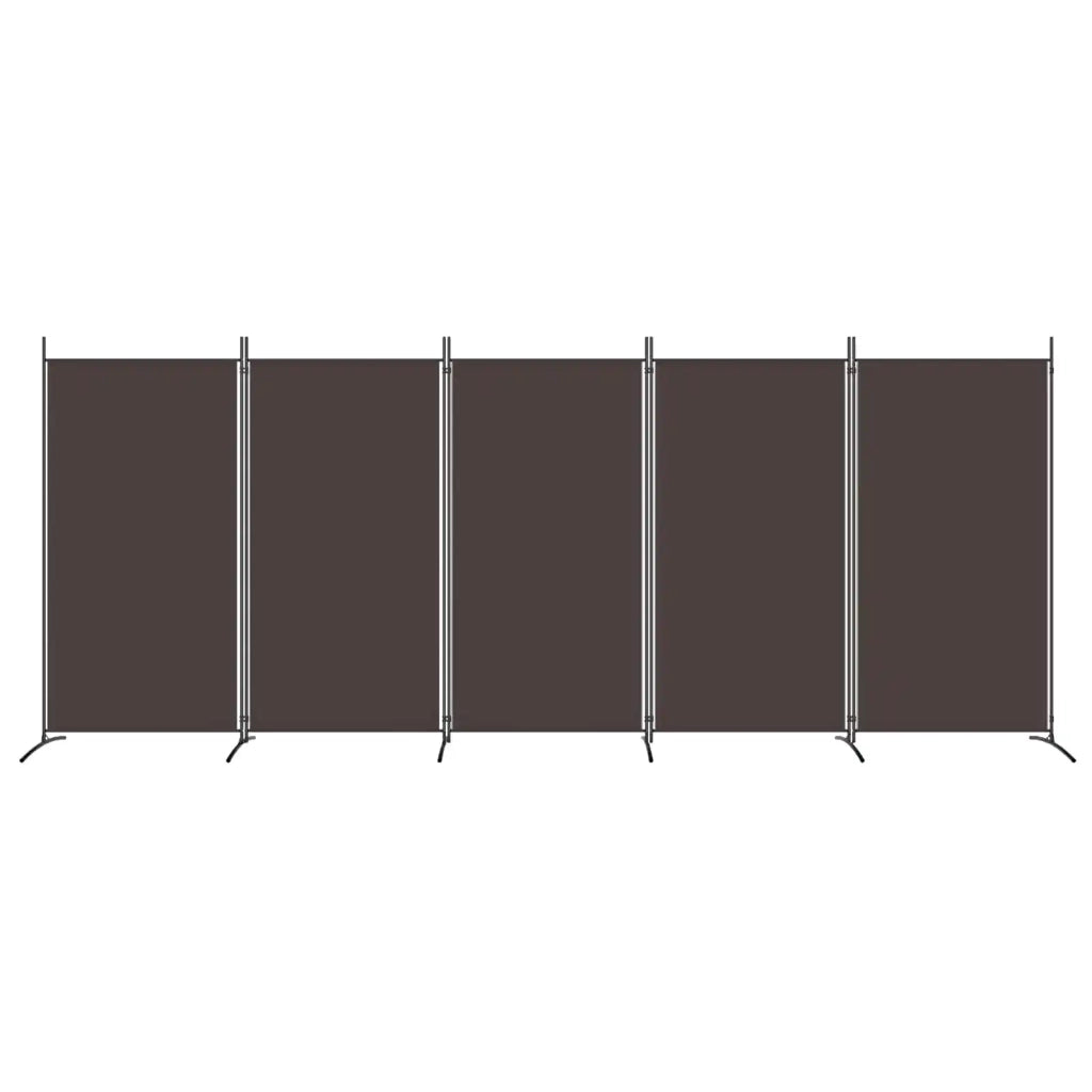 Divisorio a 5 Pannelli Marrone 433x180 cm in Tessuto 350267