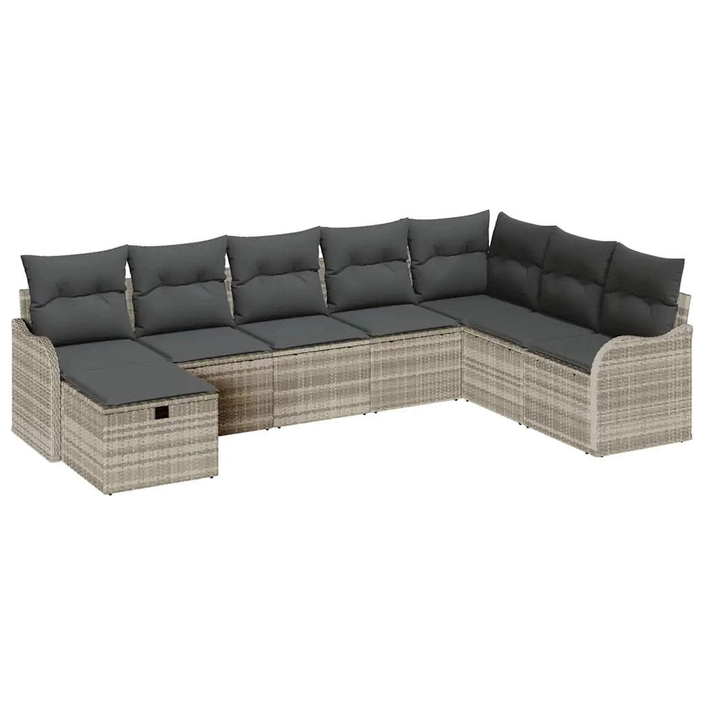 Set di divani con cuscino 8 pcs Grigio chiaro polyrattan
