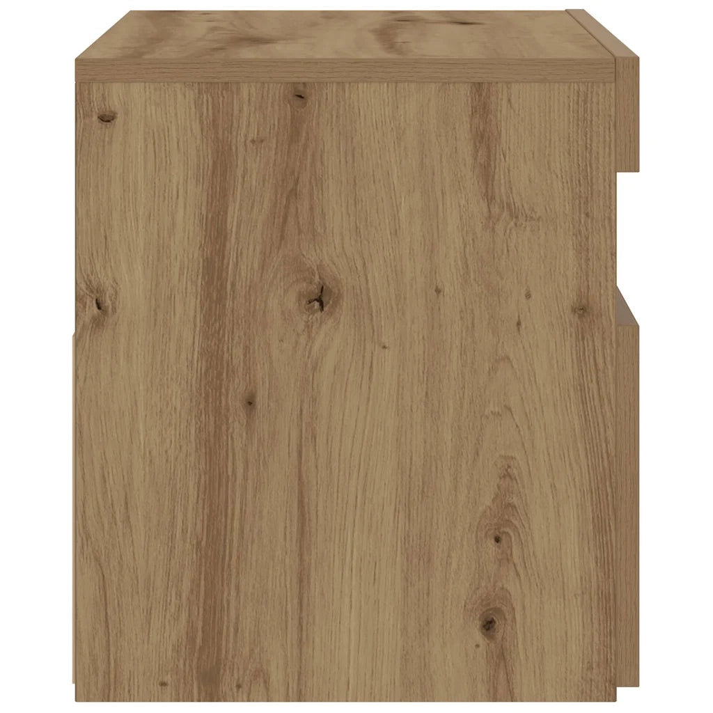 Comodino con LED-Tavolino da notte Rovere Artigianale 60x35x40 cm in Truciolato