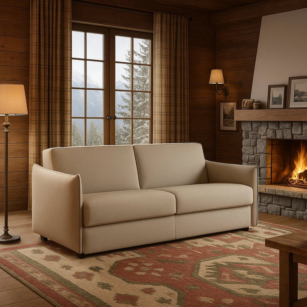 Monleale, Divano Fisso 2 Posti Sfoderabile Made in Italy, 160x95x90h cm Grigio Tortora