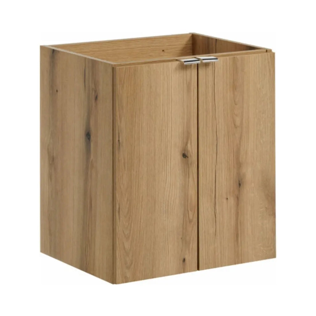 Set da bagno sospeso VANO in rovere e bianco 50cm: mobili sotto lavabo con armadietti + lavabo incassato
