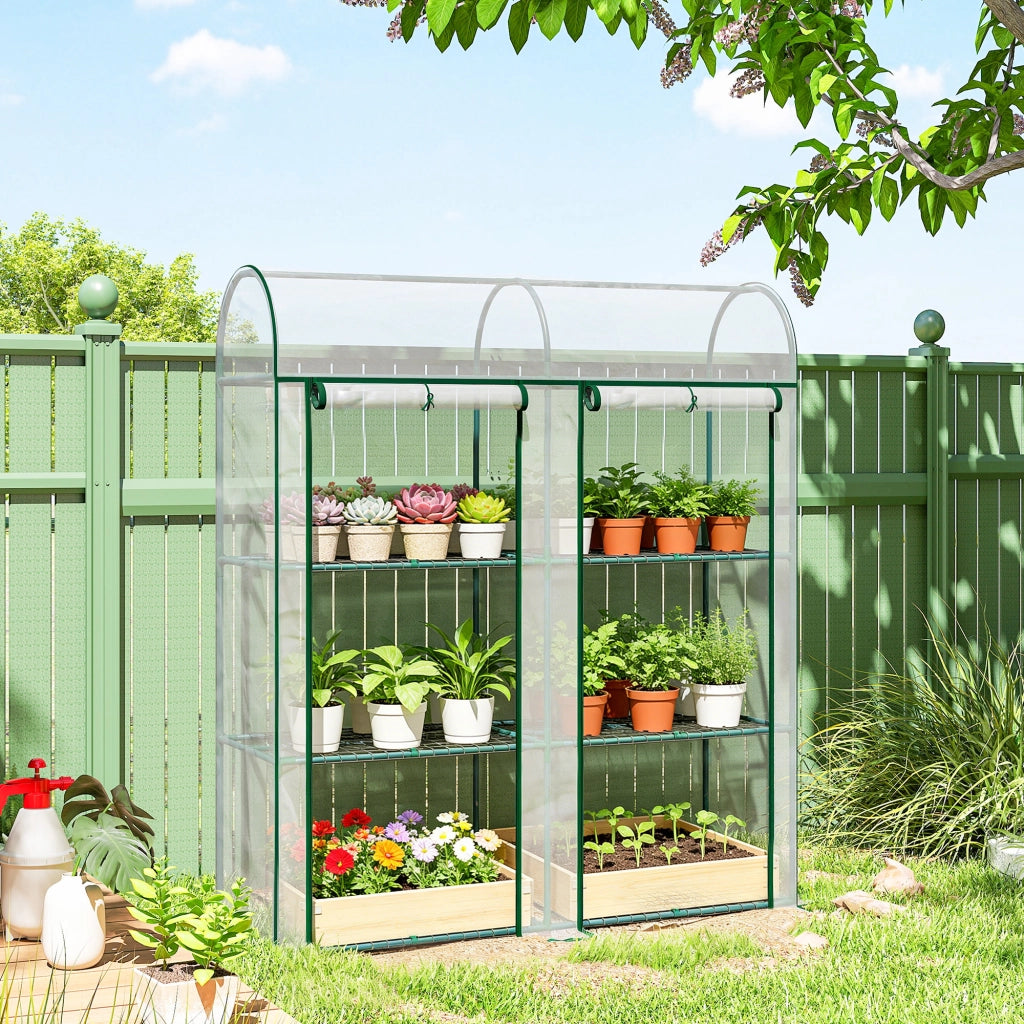 Serra da Giardino 3 Ripiani ¨C Xylo ¨C Struttura Acciaio Telo PVC 2 Porte Avvolgibili