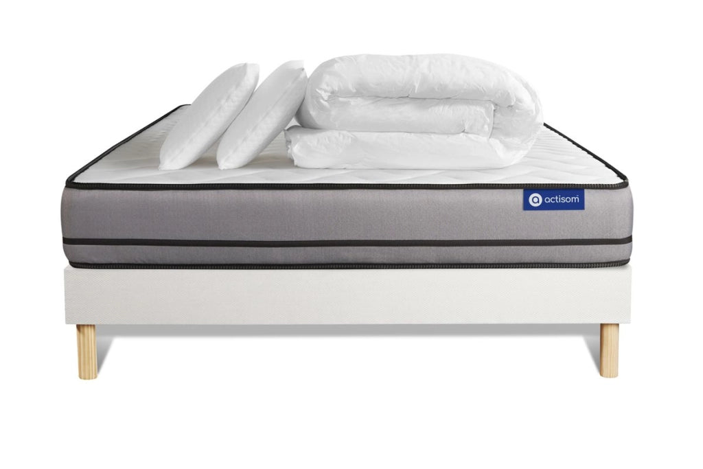 Pacchetto letto completo - Materasso 180x200cm + Box spring con doghe (kit) + 2 cuscini + Piumino - Actimemo Night
