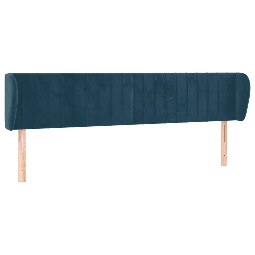 Testiera | Testata ad Orecchio Blu Scuro 163x23x78/88 cm in Velluto