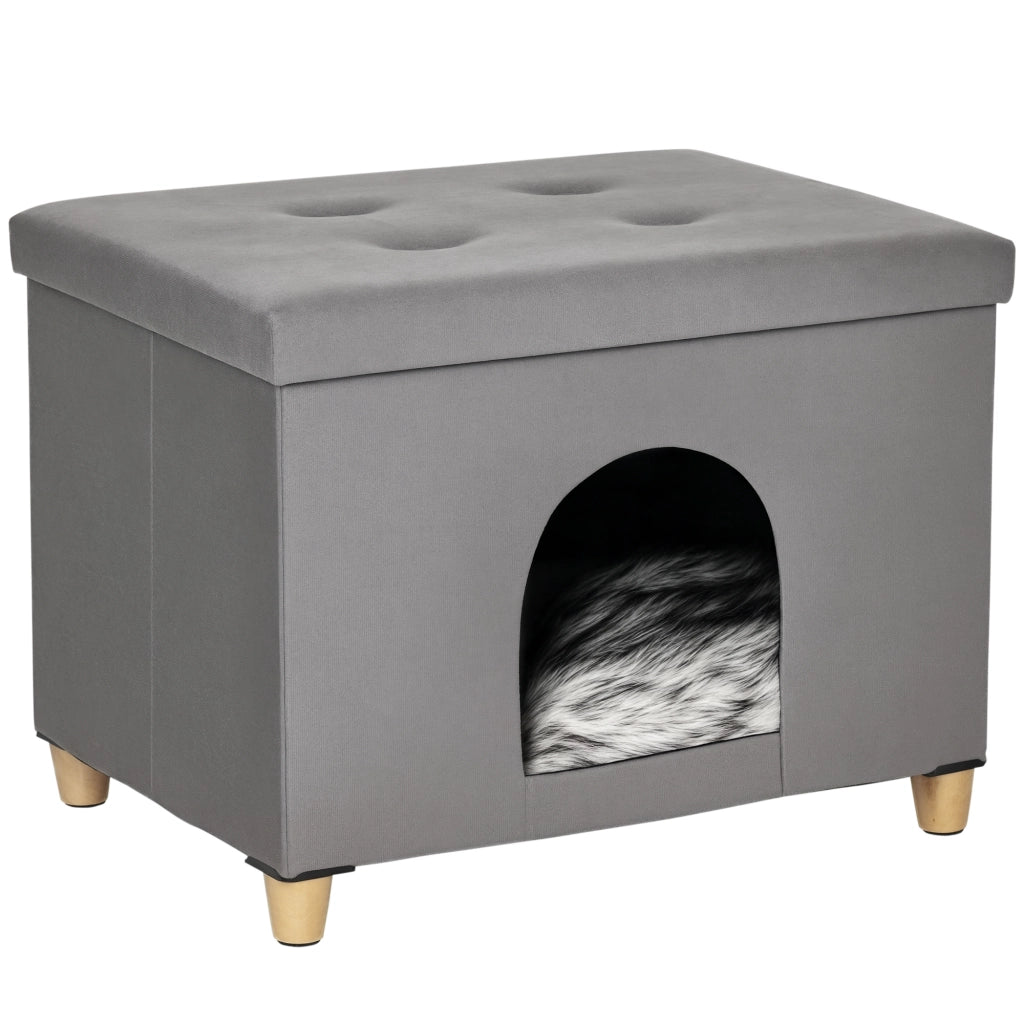 Tavolino da soggiorno con ripiano estraibile e cuscino lavabile ¨C Minimal ¨C Grigio 60x45x44,5 cm