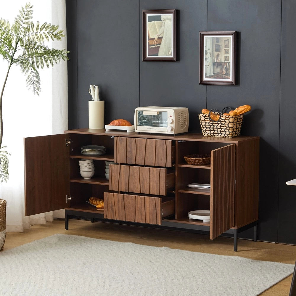 Credenza 150cm ¨C Xylo ¨C Rovere Scuro, 3 Cassetti, Legno, Soggiorno, Ingresso