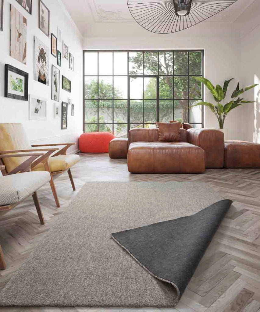 Tappeto FEEL GRIGIO MELANGE cm.140x200 tinta unita moderno, pelo morbido resistente e lavabile in lavatrice