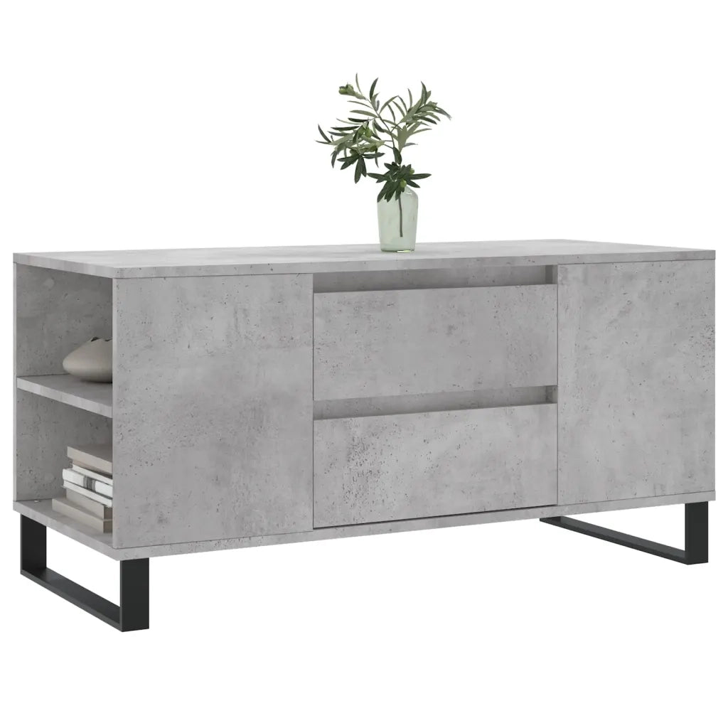 Tavolino Salotto-Tavolino da soggiorno-Tavolo Grigio Cemento 102x44,5x50cm Legno Multistrato 575936