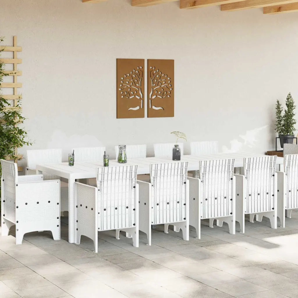 Set da Pranzo per Giardino 13 pcs Bianco e Grigio chiaro