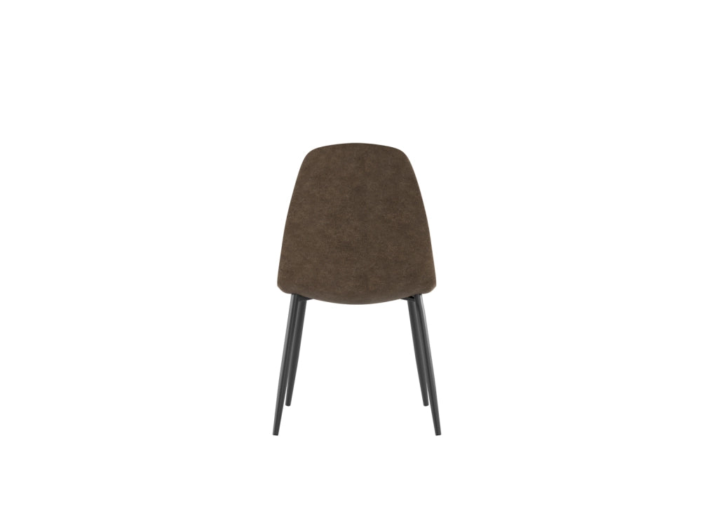 Sedia Brigitte in Similpelle Moka Vintage con Struttura in Metallo Antracite - Seduta Imbottita Design Moderno Industrial - 4 Pezzi