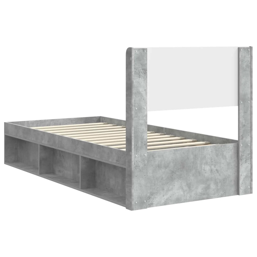 Struttura del letto con stoccaggio e testata Grigio Cemento 3414246